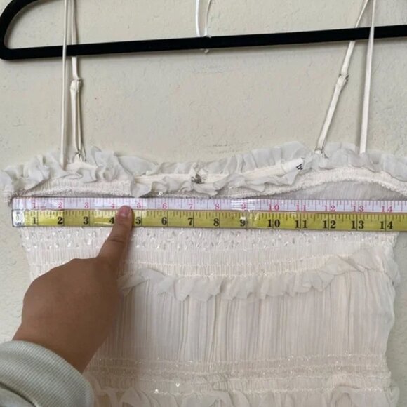 HOUSE OF CB‎ 'Solana' Ivory Sequin Pleat Maxi Dress white NWT size Small - Picture 3 of 12